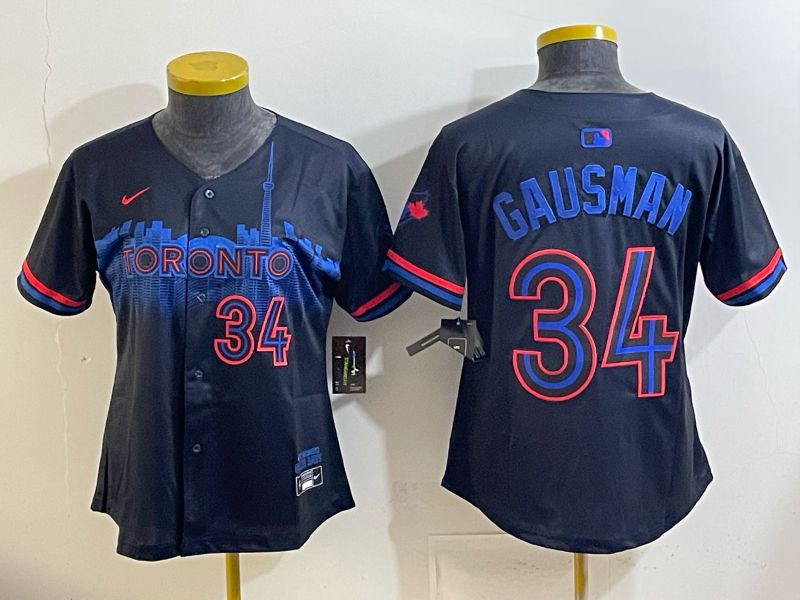 Women 2025 Nike Toronto Blue Jays #34 Gausman Blue Game MLB Jersey 010